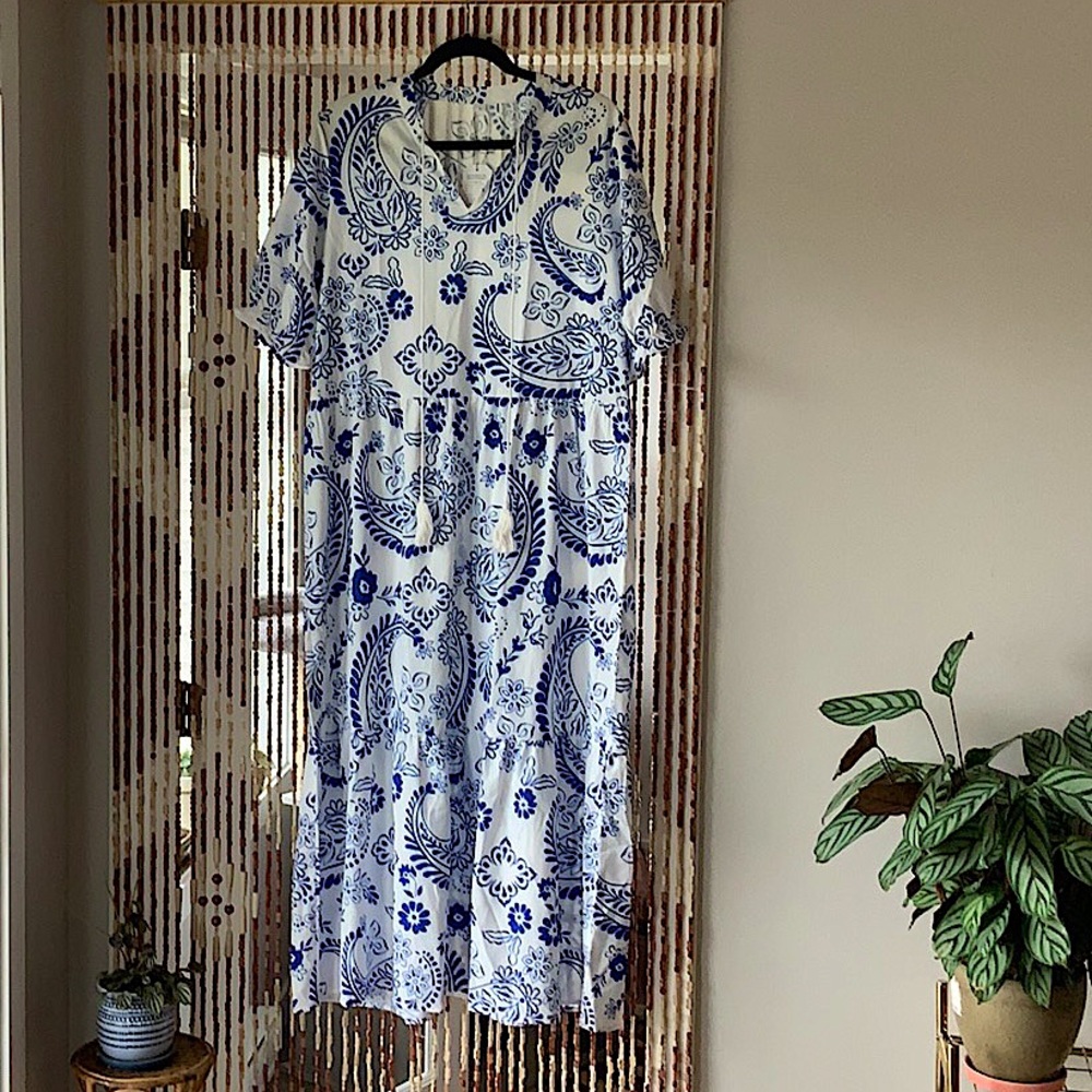 Blue + White Maxi Dress